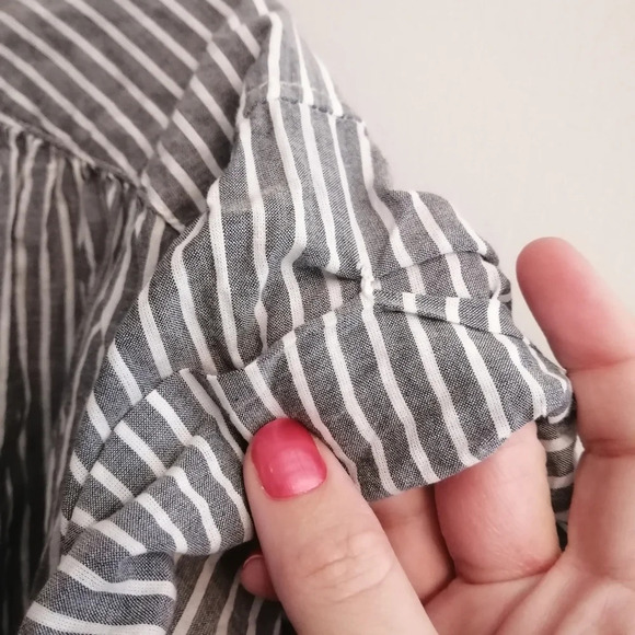 Joie Naro Striped Cotton Short Sleeve Oversize Button Up Coastal Nautical Small - Picture 10 of 16